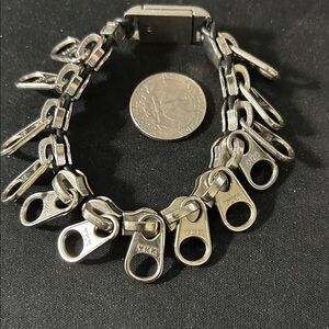 Chunky Silver Zip Pull Link Bracelet